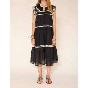 NEW MKT STUDIO roleo bohemian midi dress in black